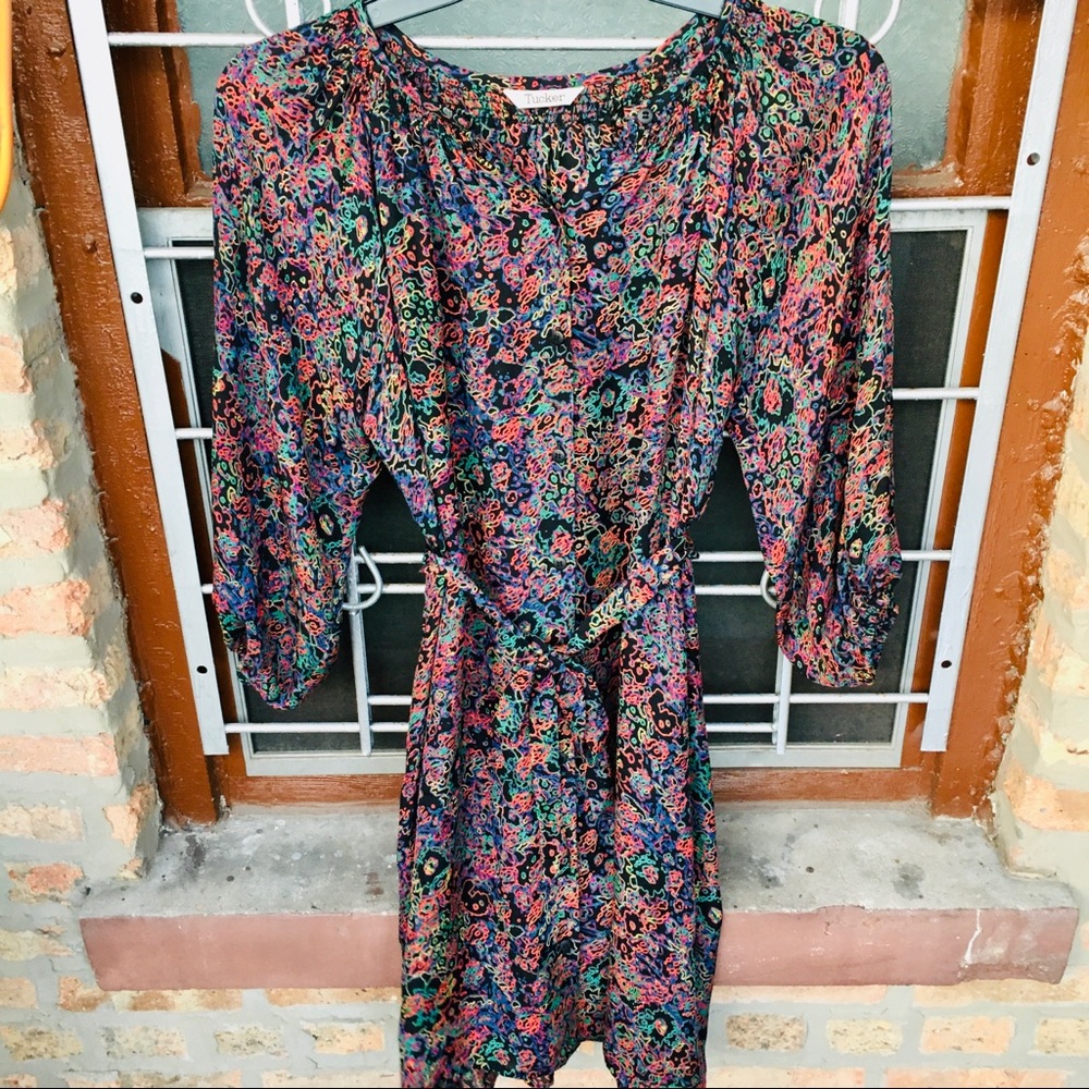Tucker knee length silk floral print large colorful